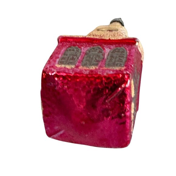 Vintage 3.75" West Germany Glass Church Ornament Red Mica Snow Steeple 1950 - Picture 7 of 8